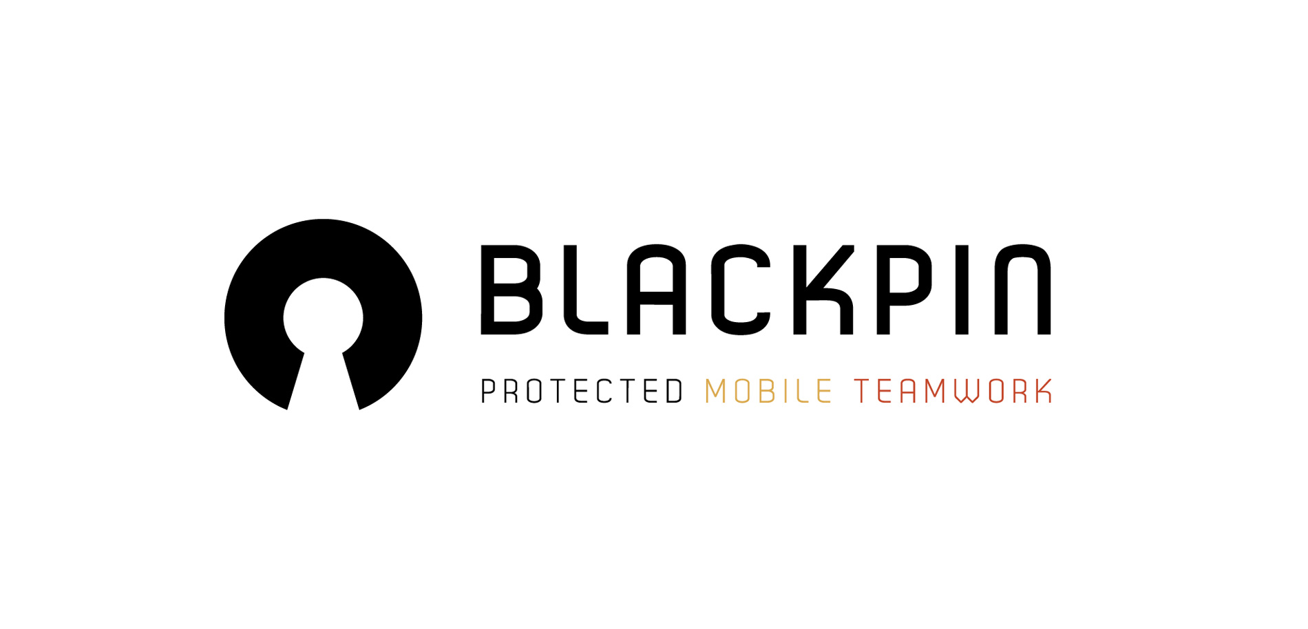 Das Logo von Blackpin mit dem stilisierten Schlüsselloch als Bildmarke und zum Corporate Design passenden Farbakzent.